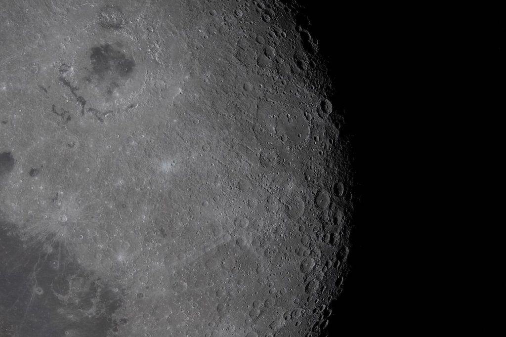 shadowed lunar crater near the south pole