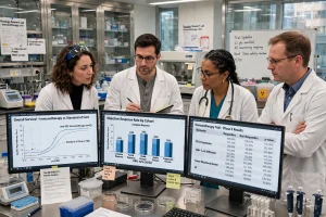 Researcher preparing a personalised cancer vaccine in a laboratory